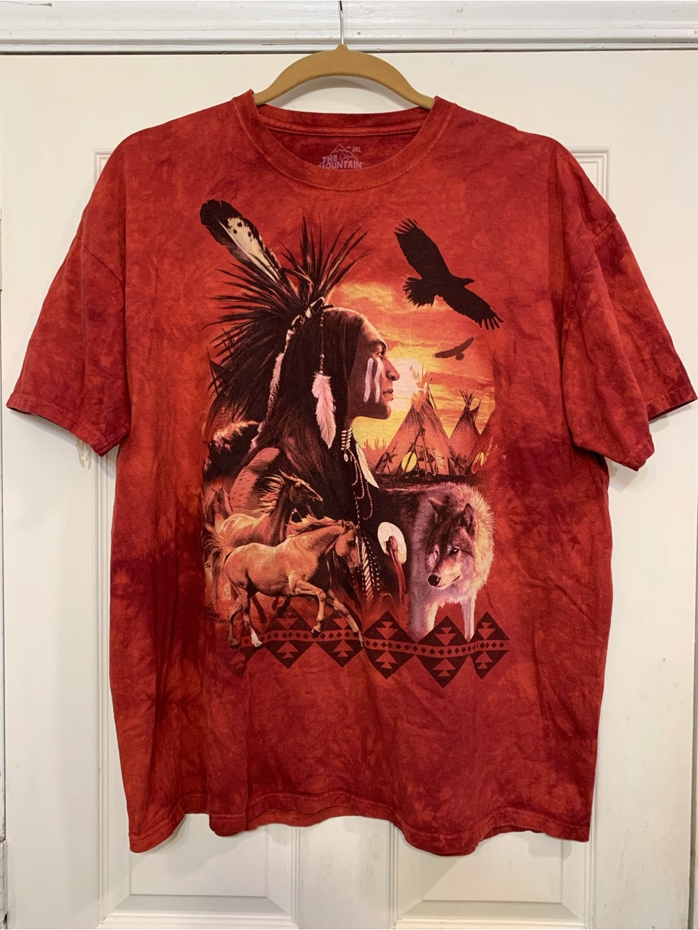 The Mountain Native American Wolf Eagle Horse 3x T-Shirt.             3848E